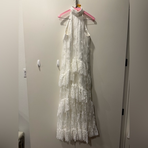 BHLDN White Lace Halter Ruffle Peekaboo Maxi Dress - Picture 12 of 12